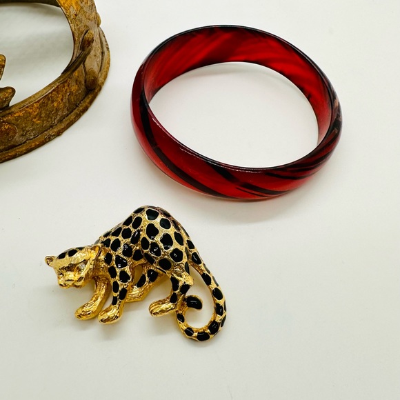 Vintage Leopard Cat Brooch & Bracelet - Picture 5 of 8